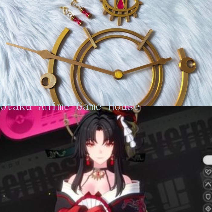 Hair Clips - ネバーネス・トゥ・エバネス・ホトーリ 3D プリントコスプレ小道具ヘアクリップ装飾イヤリングロールプレイアクセサリーヘアピンハロウィンギフト