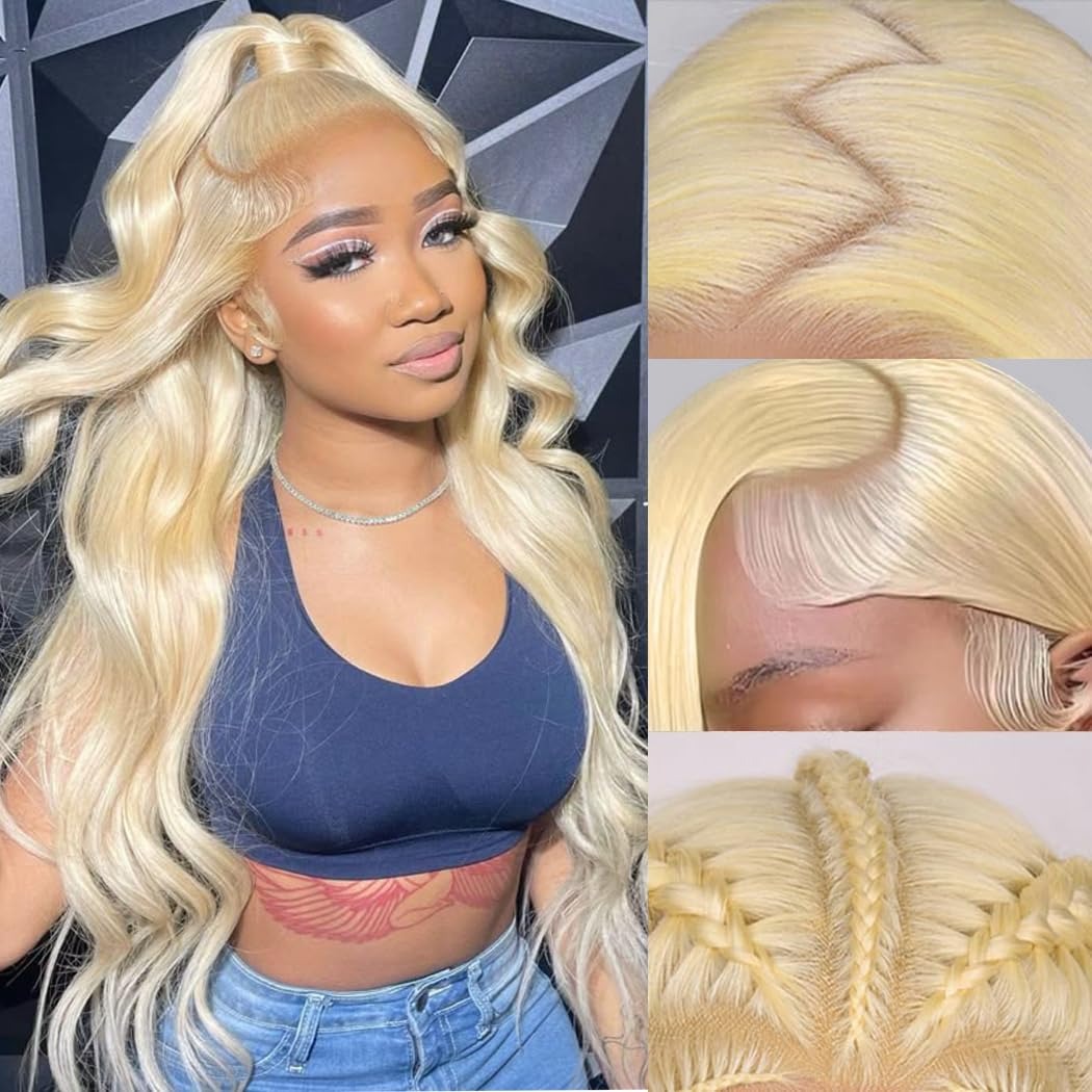 613 Blonde Body Wave Lace Front Wig - 613 HDレースフロントウィッグ 200%密度 13x4 ブロンドボディウェーブレースフロントウィッグ 人毛