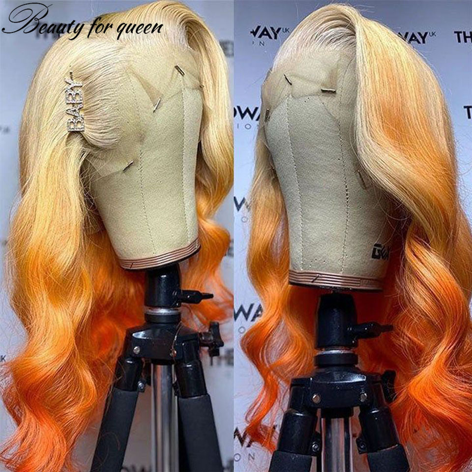 613 Blonde Body Wave Lace Front Wig - ジンジャー613オレンジボディウェーブ透明レースフロントウィッグ180密度プレプラッキングブラジル産カラーヘアウィッグ高品質