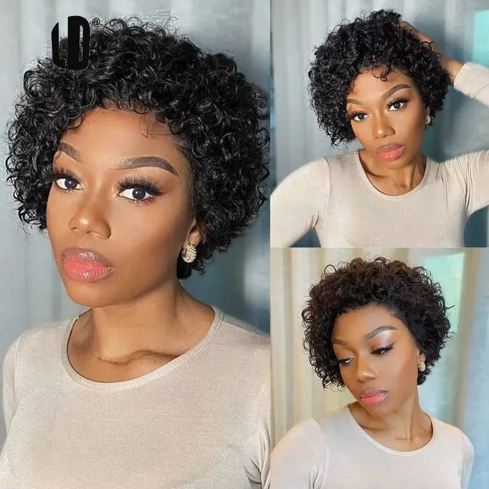 Short Pixie Cut Wig Human Hair Cheap - ピクシーカットウィッグ 99Jカラー レースウィッグ スプリングカール ショートボブ 人毛ウィッグ