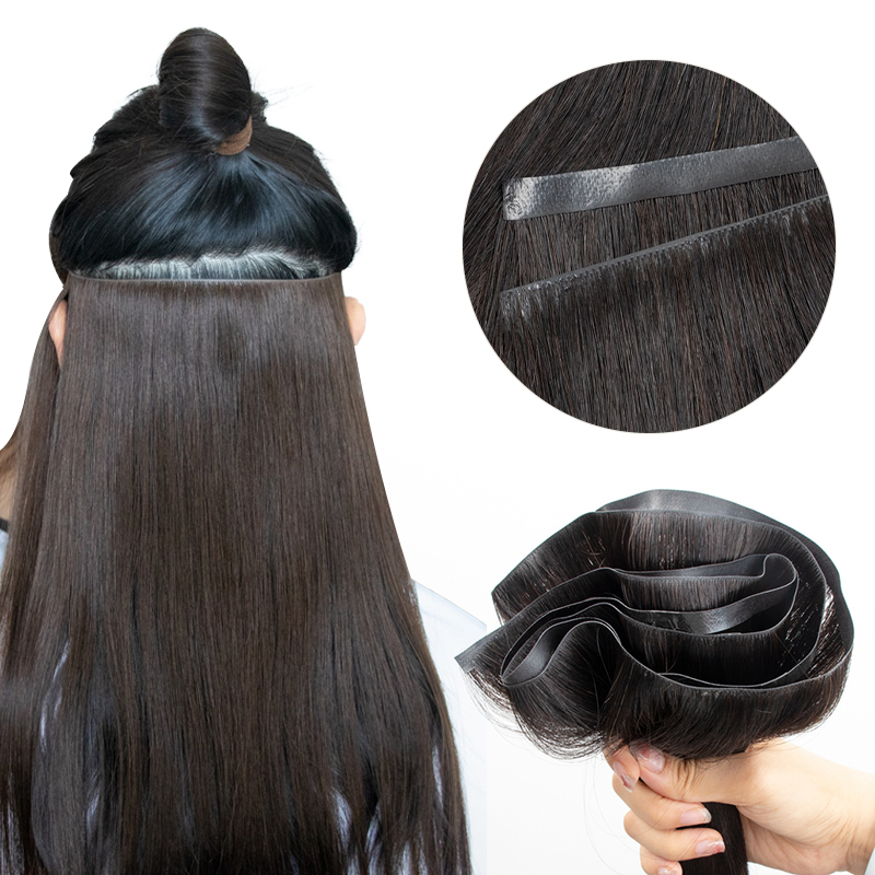 Invisible Tape In Extensions Real Hair - 目に見えない長いpuのよこ糸,本物の自然な髪,シームレスで接着剤なし,ヘアエクステンションに注入されたテープ,太い端