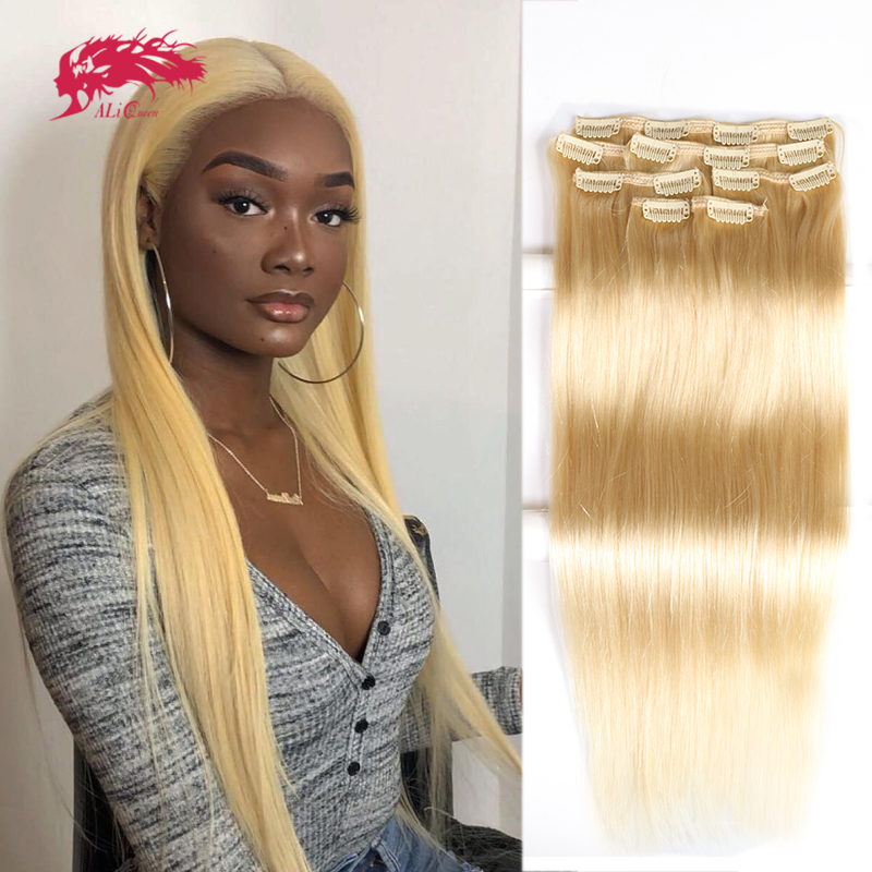 Seamless Clip In Hair Extensions Human Hair - アリクイーン 7ピース クリップ式ヘアエクステ 本物の人毛 レミーヘアエクステ 女性用