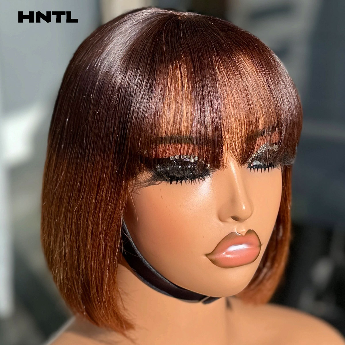 装着簡単2by6クロージャーバンボブ8インチ接着剤不要ウィッ - Pre Parted 13X4 Lace Front Bob Wig のレビューと価格