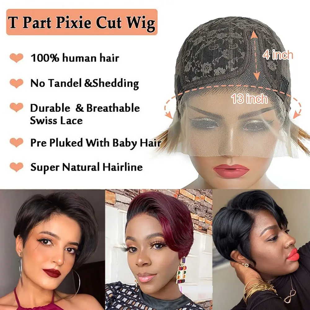 黒人女性のためのブラジルのボブウィッグ,短い自然な髪,ピクシ - Short Pixie Cut Wig Human Hair Cheap のレビューと価格