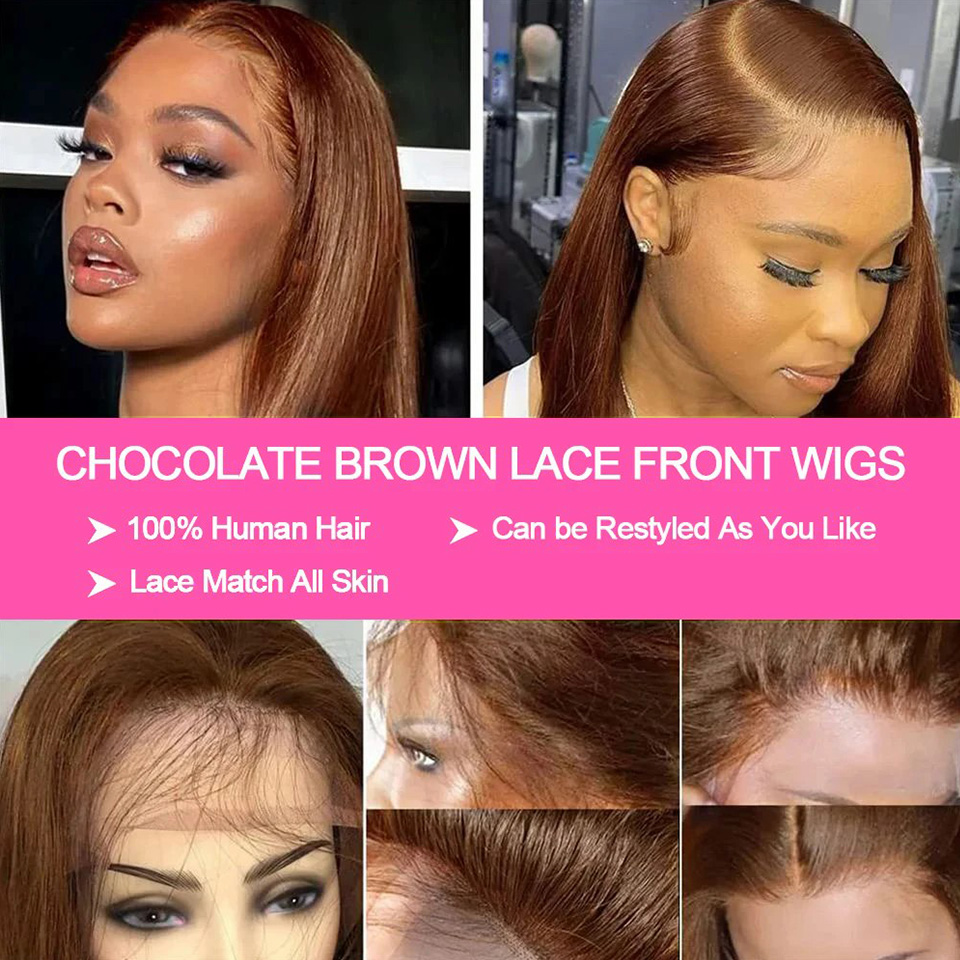 13x4チョコレートブラウンストレートボブウィッグ 4x4シ - Glueless Wear And Go Human Hair Wig のレビューと価格