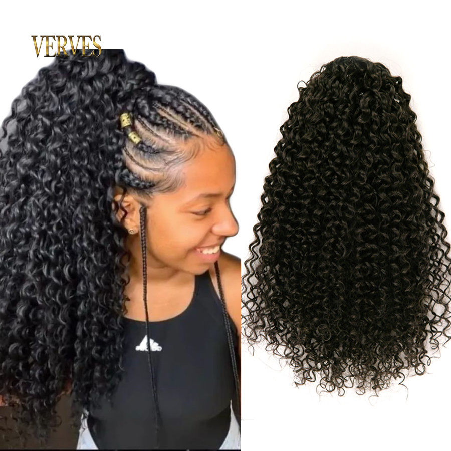 ポニーテール-16インチの長さの合成かつら,177cmのヘア - Drawstring Afro Curly Puff Ponytail のレビューと価格