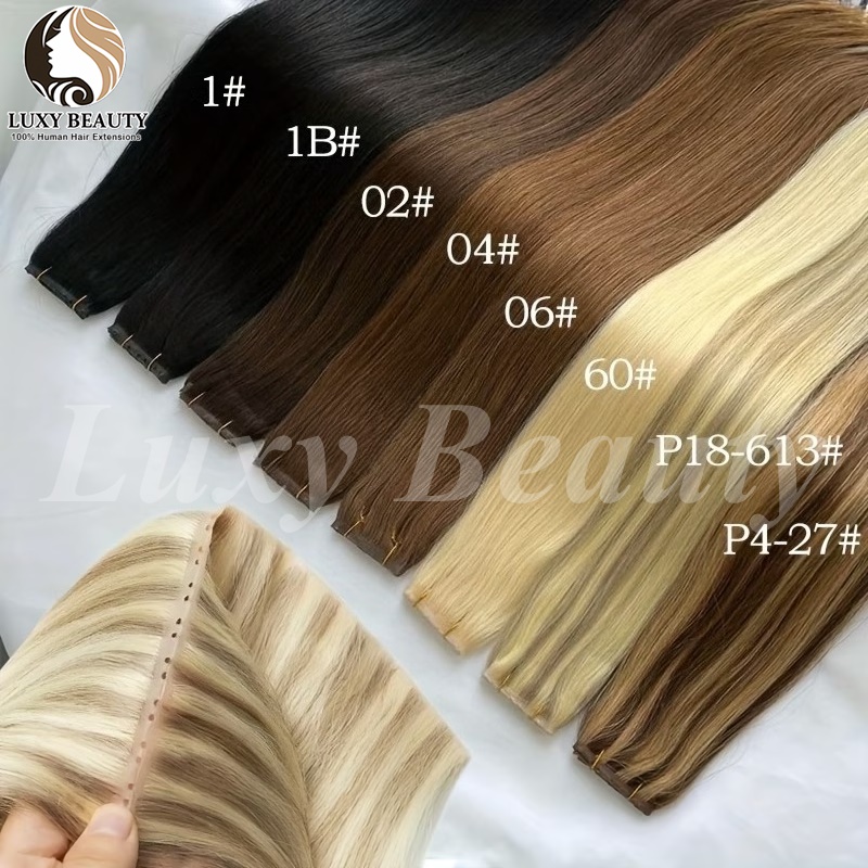 ブラウンバタフライホールウェフトヘアエクステンション ストレ - Invisible Tape In Extensions Real Hair のレビューと価格