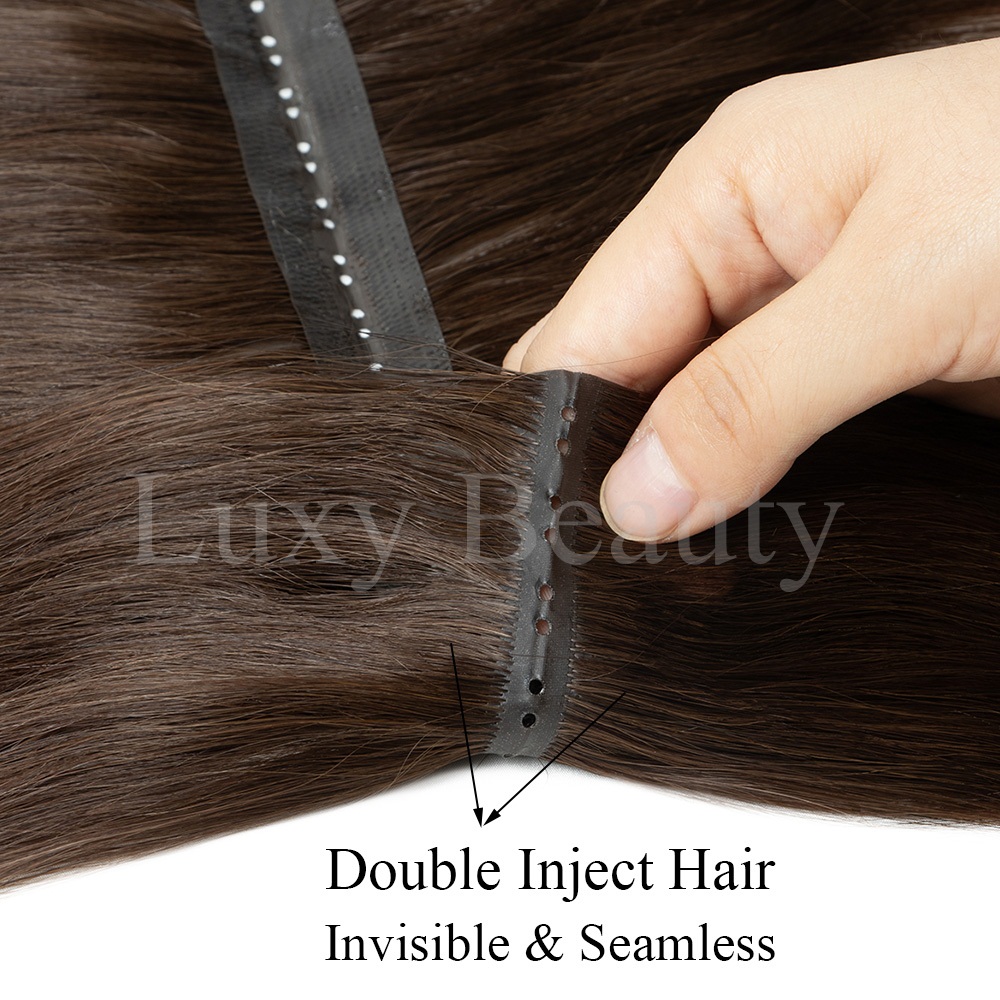 ブラウンバタフライホールウェフトヘアエクステンション ストレ - Invisible Tape In Extensions Real Hair のレビューと価格