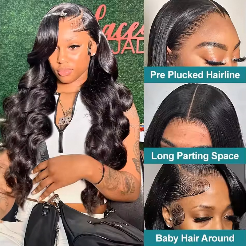 180～220％高密度ナチュラルブラック13x6 13x4  - Lace Front Wigs のレビューと価格