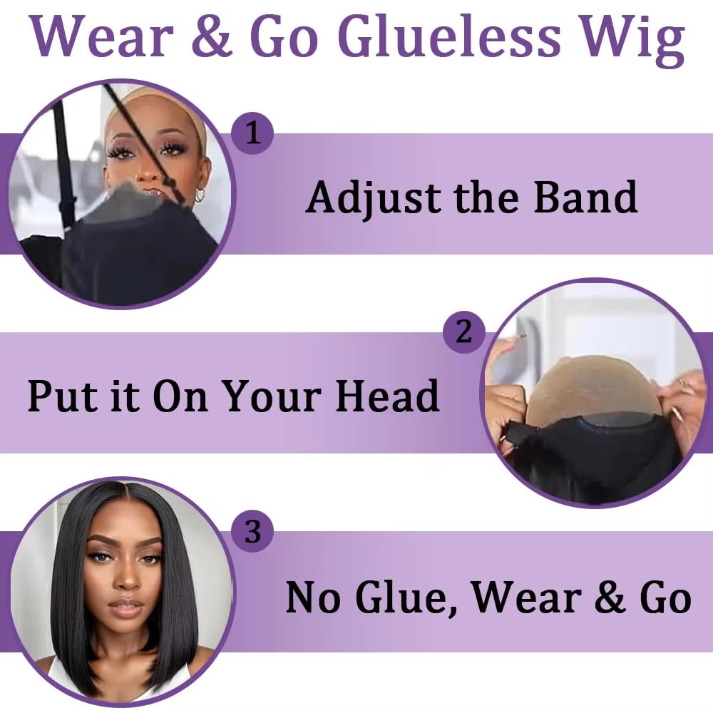 接着剤不要の人毛ウィッグ、プレプラッキング済み、装着簡単、5 - Glueless Wear And Go Human Hair Wig のレビューと価格