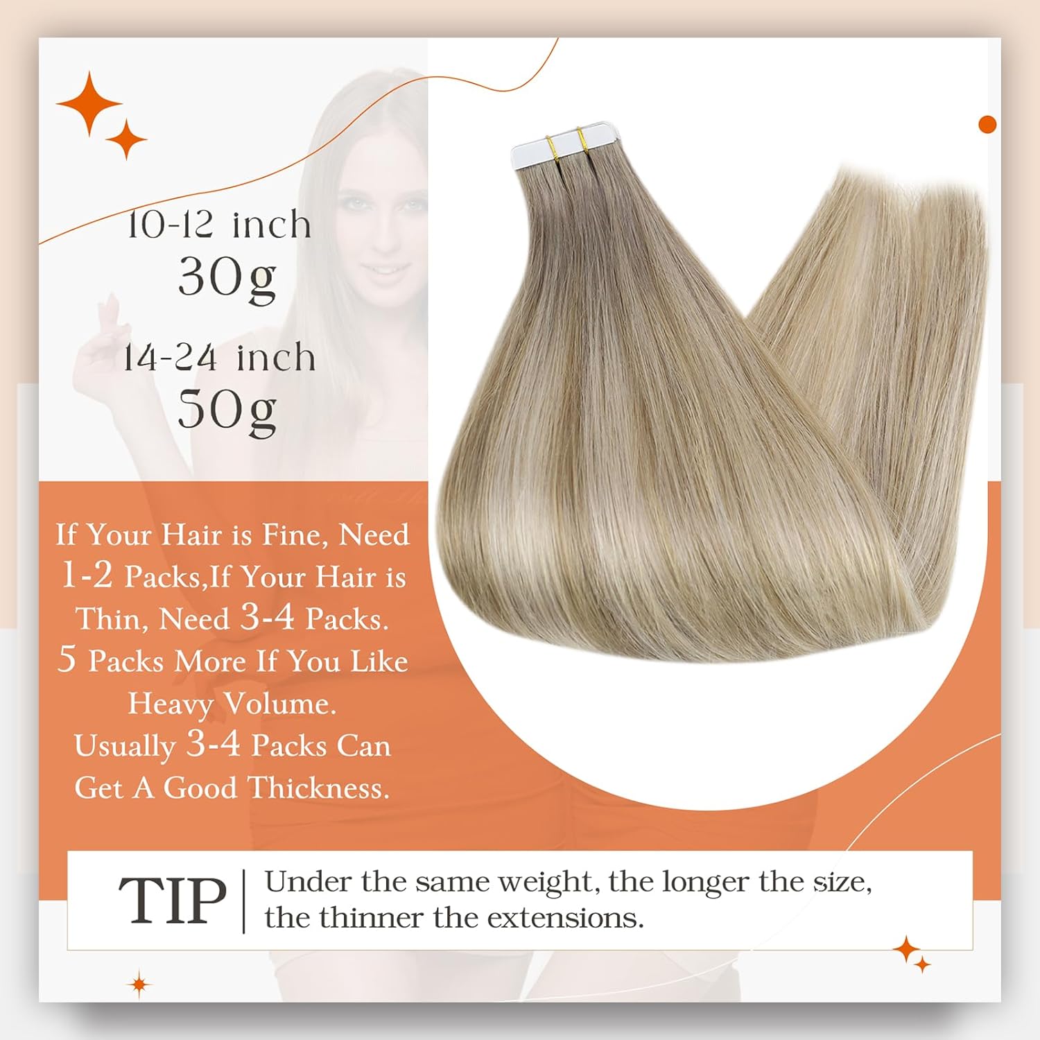 フルシャインテープ人毛エクステンションバレイヤージュブロンド - Invisible Tape In Extensions Real Hair のレビューと価格