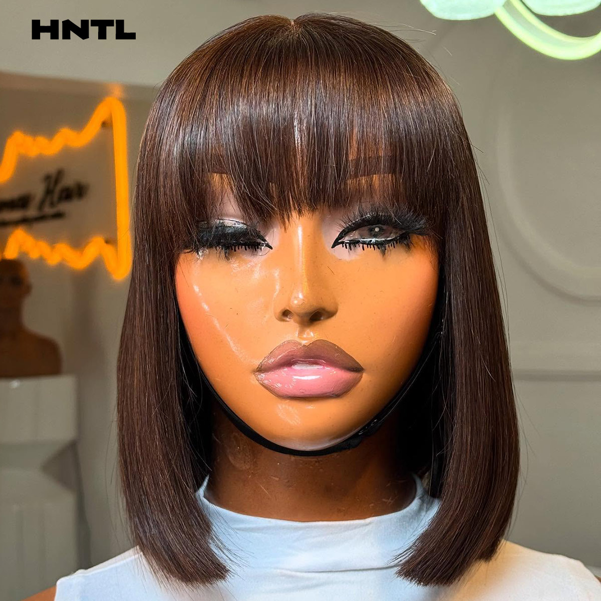 装着簡単グルーレスウィッグ人毛ブラウンカラー4x4 5x5ク - Pre Parted 13X4 Lace Front Bob Wig のレビューと価格