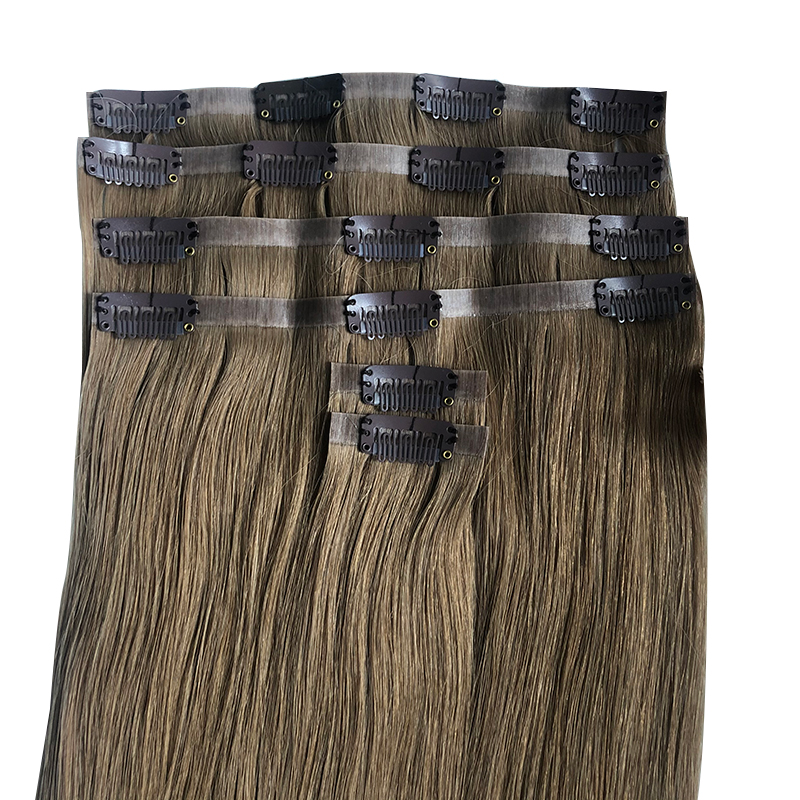 ストレート目に見えない PU クリップ全頭ヘアエクステンショ - Seamless Clip In Hair Extensions Human Hair のレビューと価格
