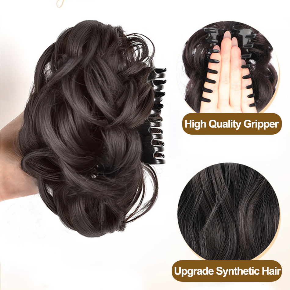 合成メッシーおだんごヘアピース爪クリップポニーテールエクステ - Claw Clip Messy Bun Hair Piece のレビューと価格