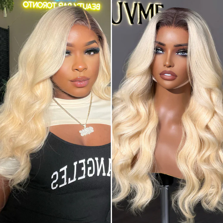 1B 613ブロンドオンブレ人毛ウィッグ 13x6 HDレー - 613 Blonde Body Wave Lace Front Wig のレビューと価格