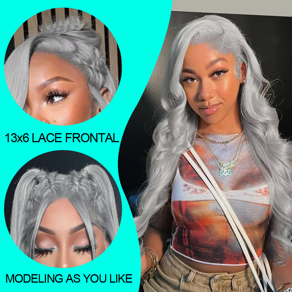 コスプレボディウェーブシルバーグレー13x4レースフロントウ - 613 Blonde Body Wave Lace Front Wig のレビューと価格