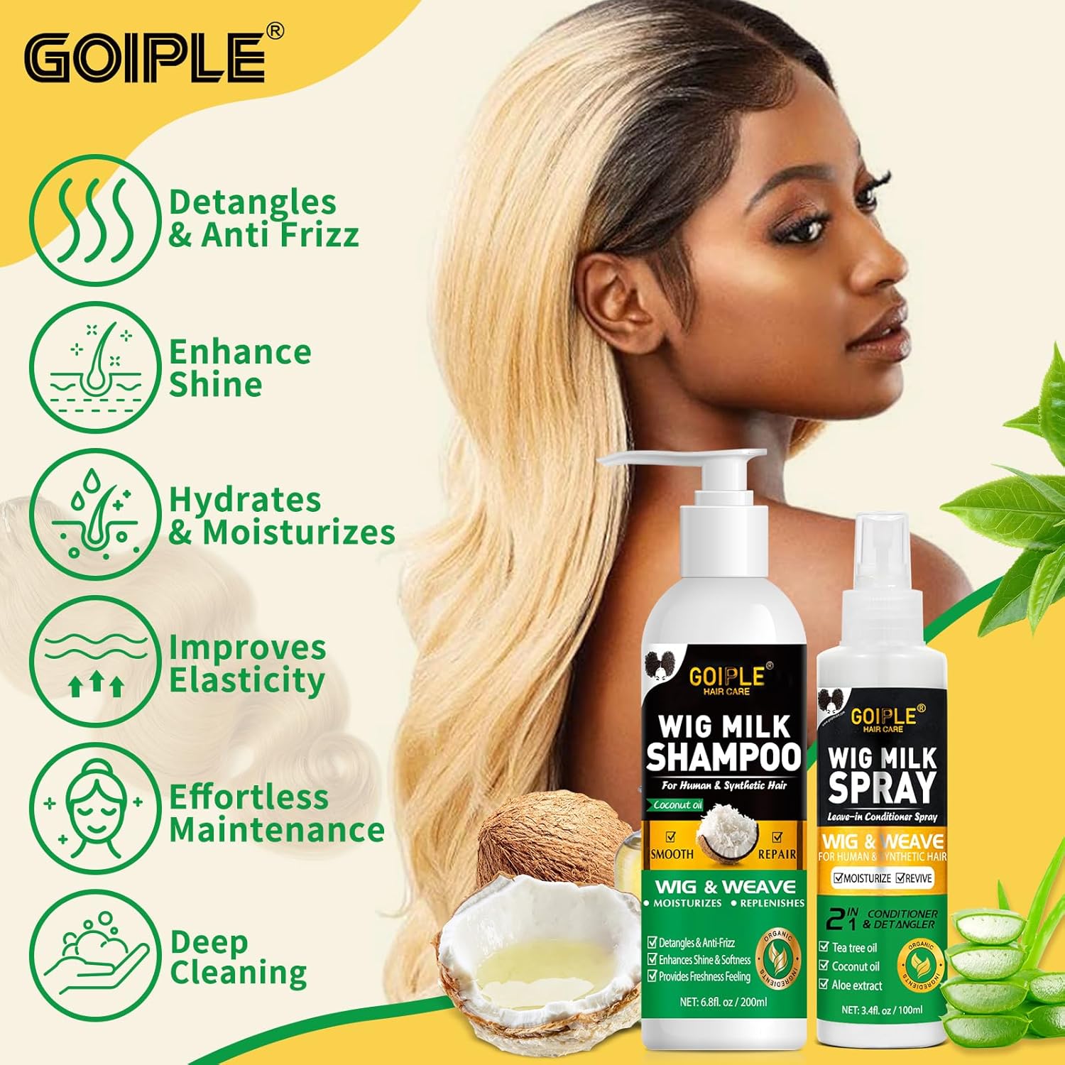 GOIPLE 3 in 1 ウィッグケアキット シャンプー、 - Synthetic Wigs のレビューと価格