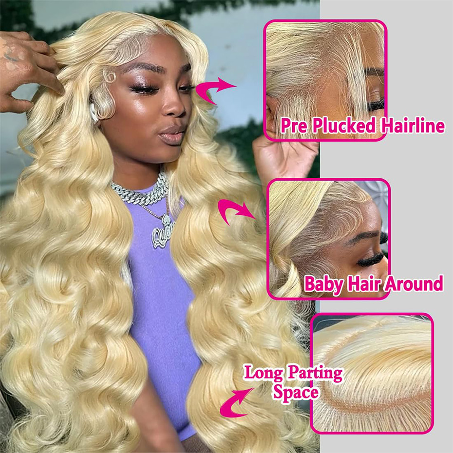 13x6 HDレースフロントウィッグ 613人毛ウィッグ 密 - 613 Blonde Body Wave Lace Front Wig のレビューと価格