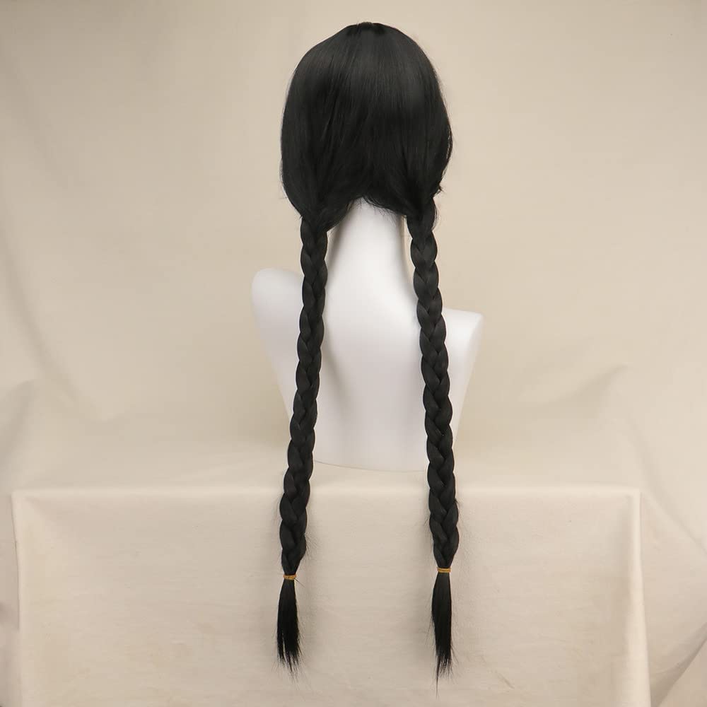 ロングゴシックコスプレウィッグ女性ロング黒三つ編み人工毛パー - Synthetic Braided Wigs For Black Women のレビューと価格