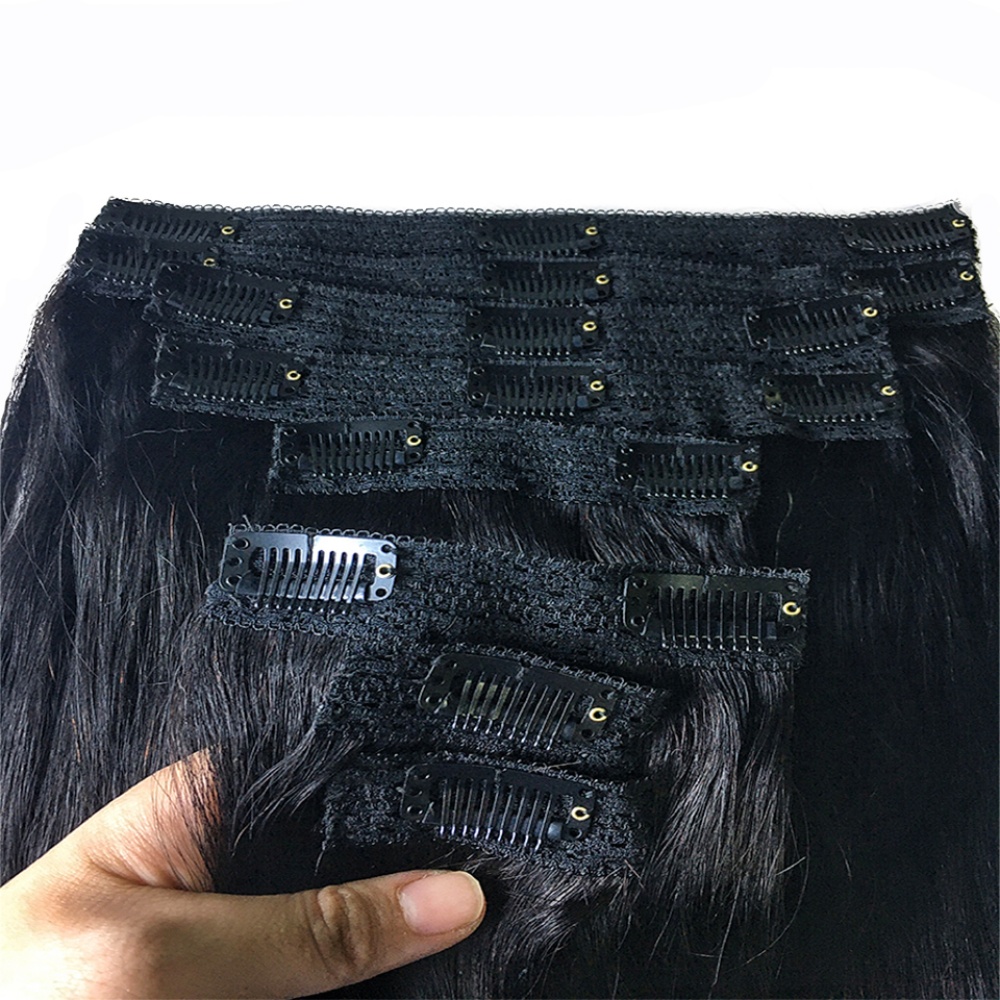 ナチュラルストレートクリップイン人毛エクステンションブラジル - Seamless Clip In Hair Extensions Human Hair のレビューと価格