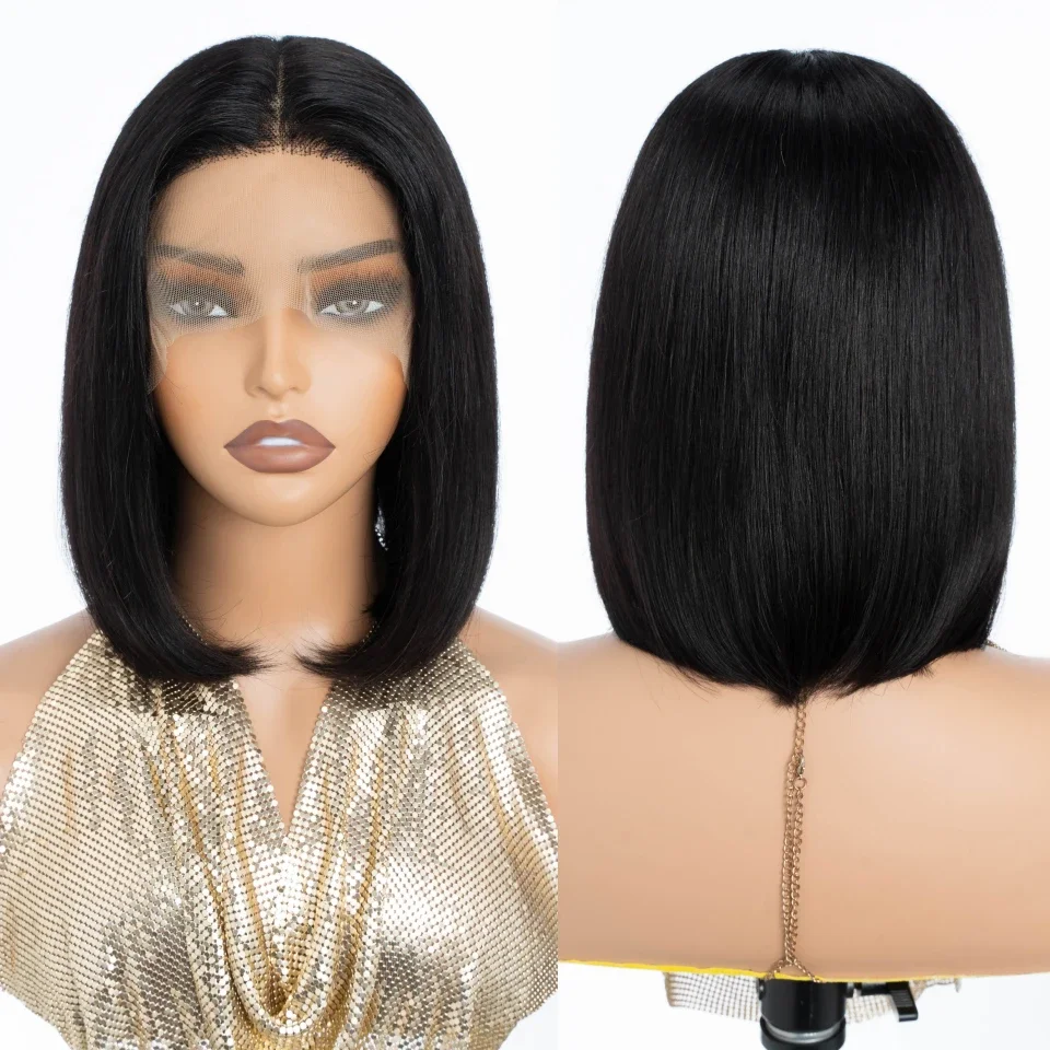 ストレート ショート ボブウィッグ 人毛 13x6x1 T  - Glueless Wear And Go Human Hair Wig のレビューと価格