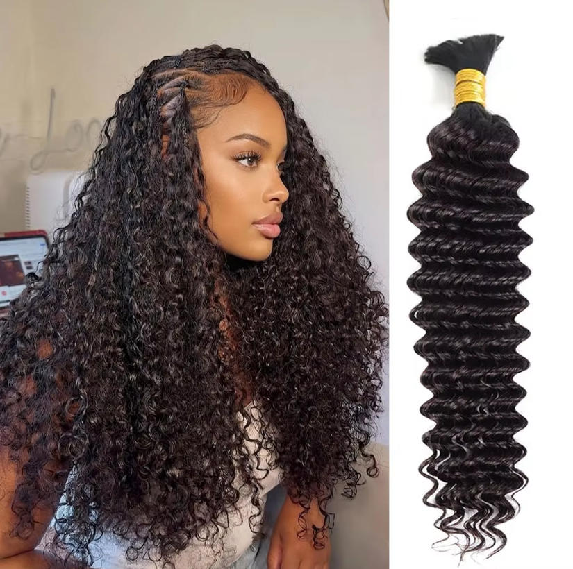 ルーズバルク人毛ディープウォーターウェーブ編み込みヘア110 - Water Wave Bulk Human Hair For Braiding のレビューと価格