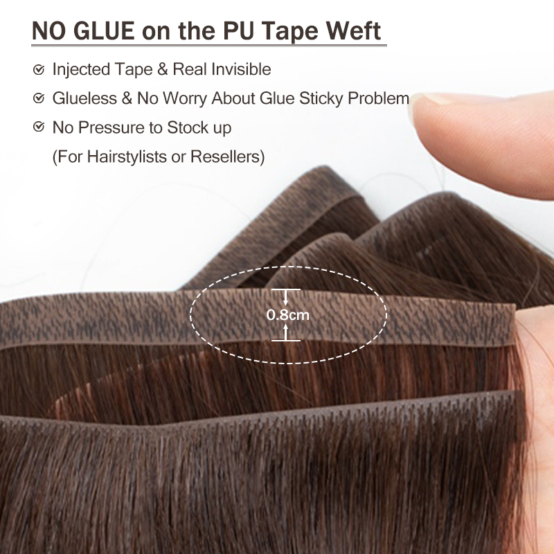 目に見えない長いpuのよこ糸,本物の自然な髪,シームレスで接 - Invisible Tape In Extensions Real Hair のレビューと価格