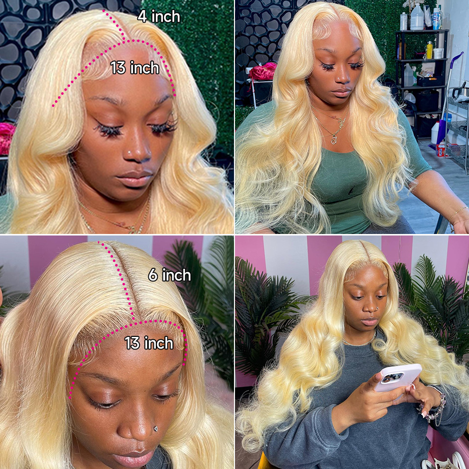 613カラーのボディウェーブ人毛レミーベトナムブロンド13x - 613 Blonde Body Wave Lace Front Wig のレビューと価格