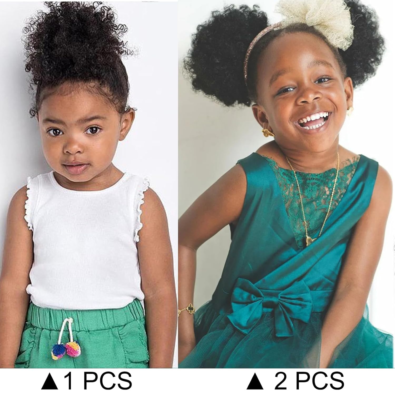 小さな女の子と女性のための合成アフロパフ巾着ポニーテール、小 - Drawstring Afro Curly Puff Ponytail のレビューと価格