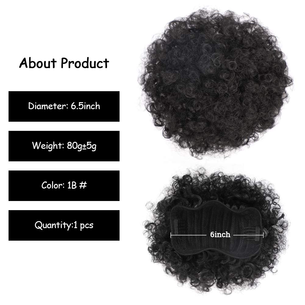 6 インチアフロパフ巾着ポニーテール人工ヘアアクセサリー変態 - Drawstring Afro Curly Puff Ponytail のレビューと価格