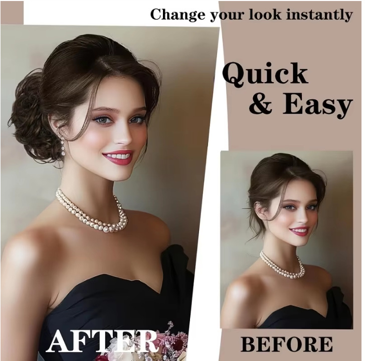 女性用爪留めクリップカーリーヘアバンエクステンション、合成繊 - Claw Clip Messy Bun Hair Piece のレビューと価格