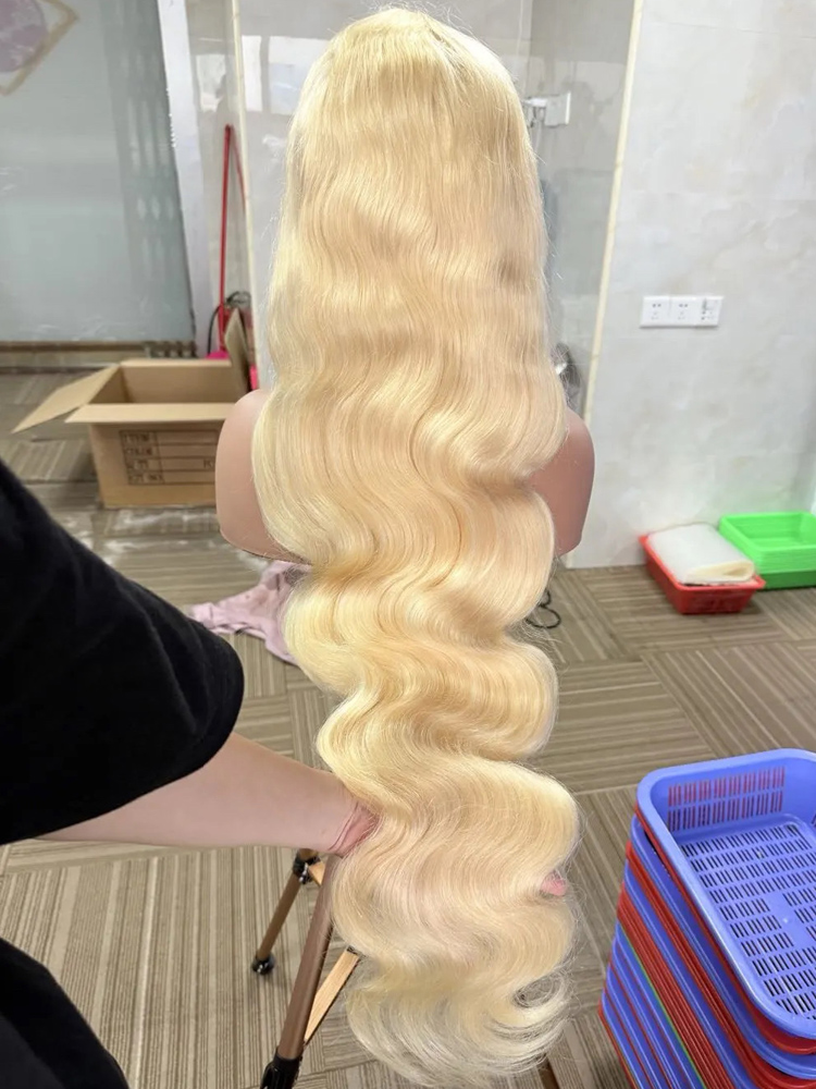 613ハニーブロンドカラーの40インチ人毛ウィッグ、HDフロ - 613 Blonde Body Wave Lace Front Wig のレビューと価格