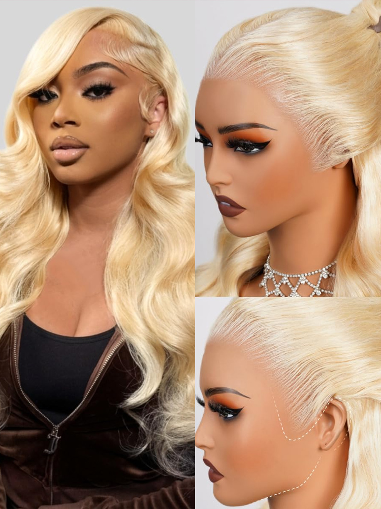 613ハニーブロンドカラーの40インチ人毛ウィッグ、HDフロ - 613 Blonde Body Wave Lace Front Wig のレビューと価格