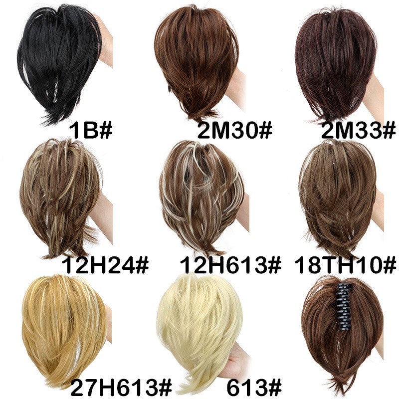女性用ストレートショートハイポニーテールエクステ、女の子用ア - Claw Clip Messy Bun Hair Piece のレビューと価格