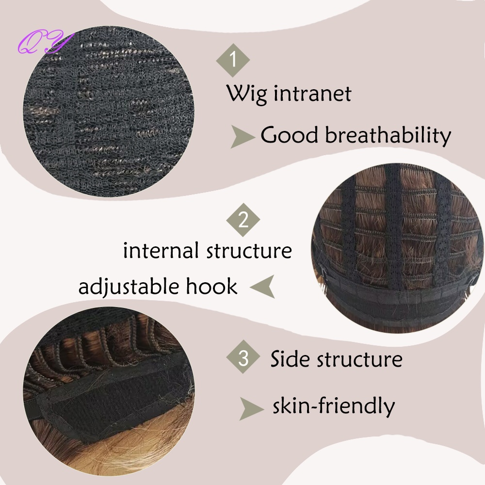 合成ショートブラウン亜麻色メンズレイヤードふわふわウィッグ前 - Synthetic Wigs のレビューと価格