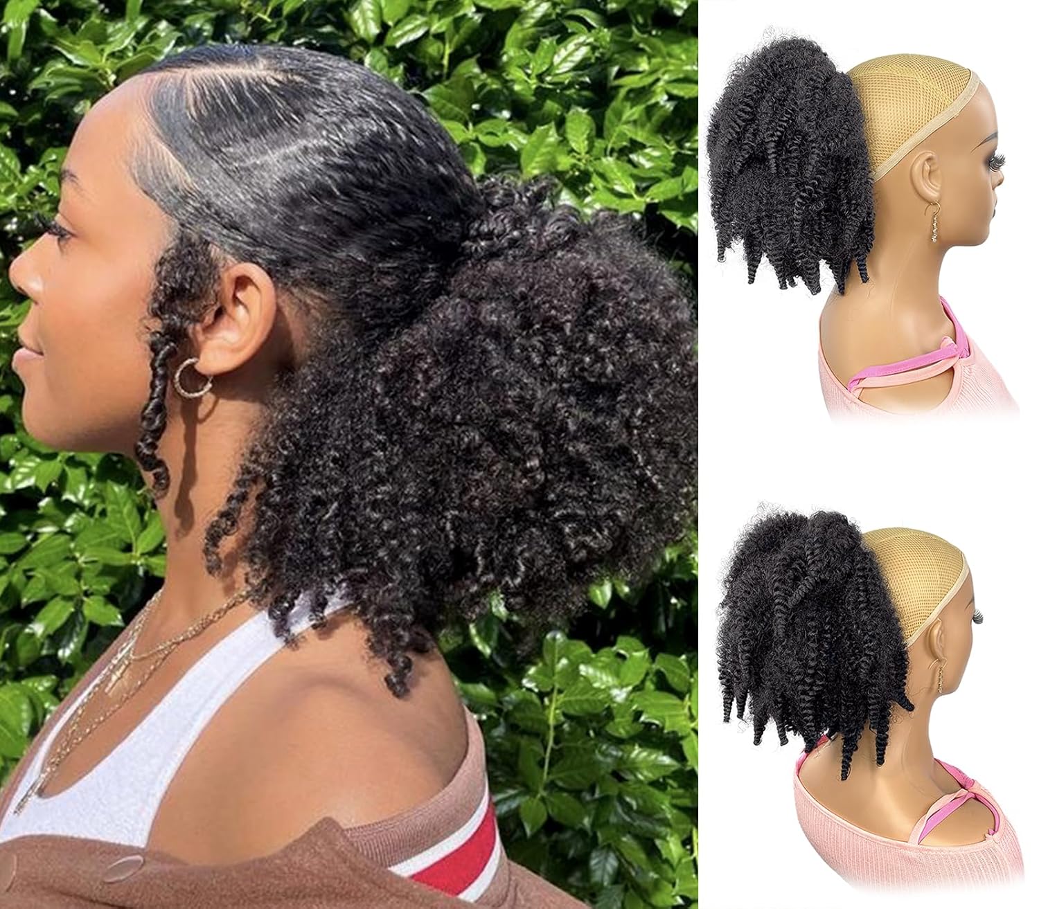 12インチ ショート マーリーヘア ドローストリング ポニー - Drawstring Afro Curly Puff Ponytail のレビューと価格