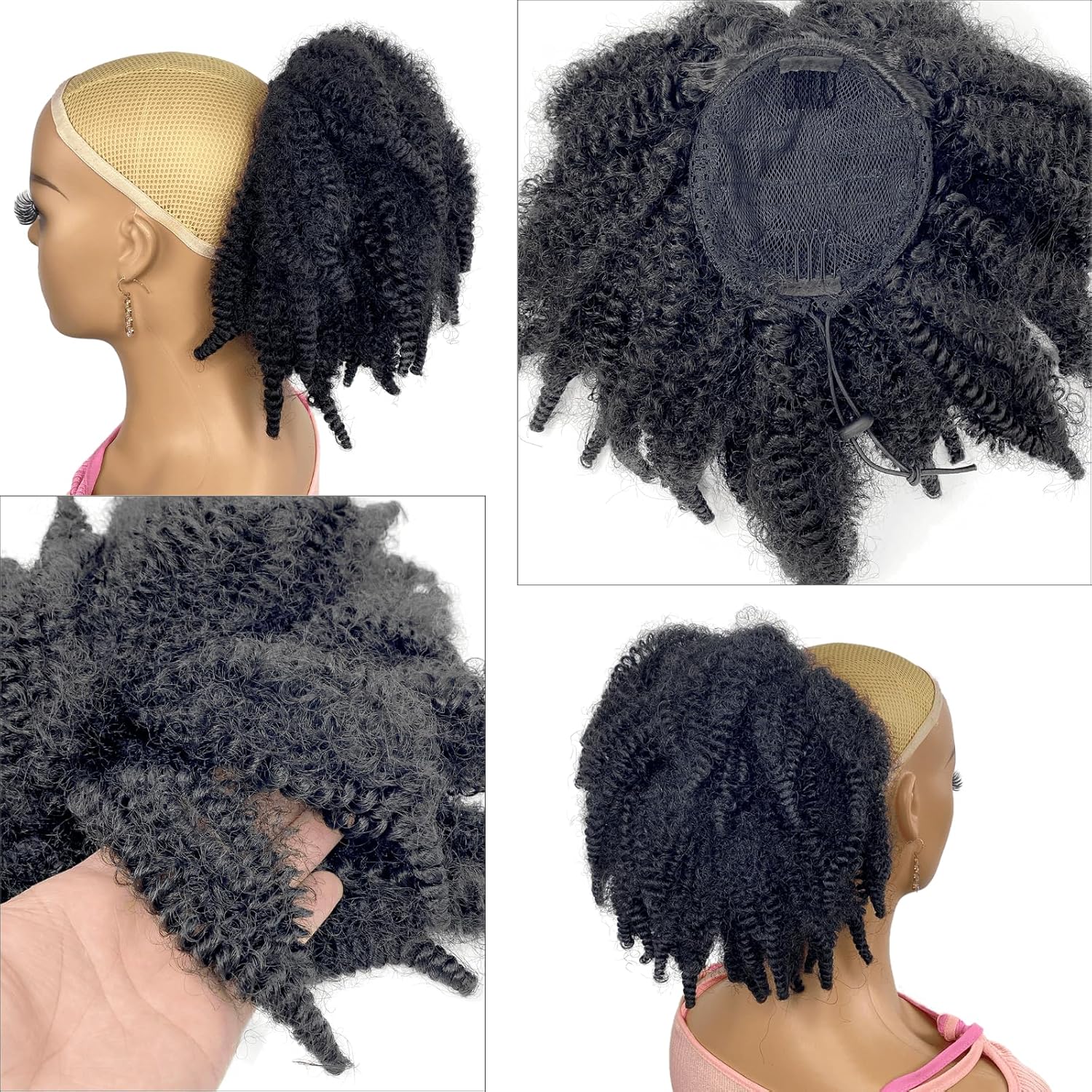 12インチ ショート マーリーヘア ドローストリング ポニー - Drawstring Afro Curly Puff Ponytail のレビューと価格