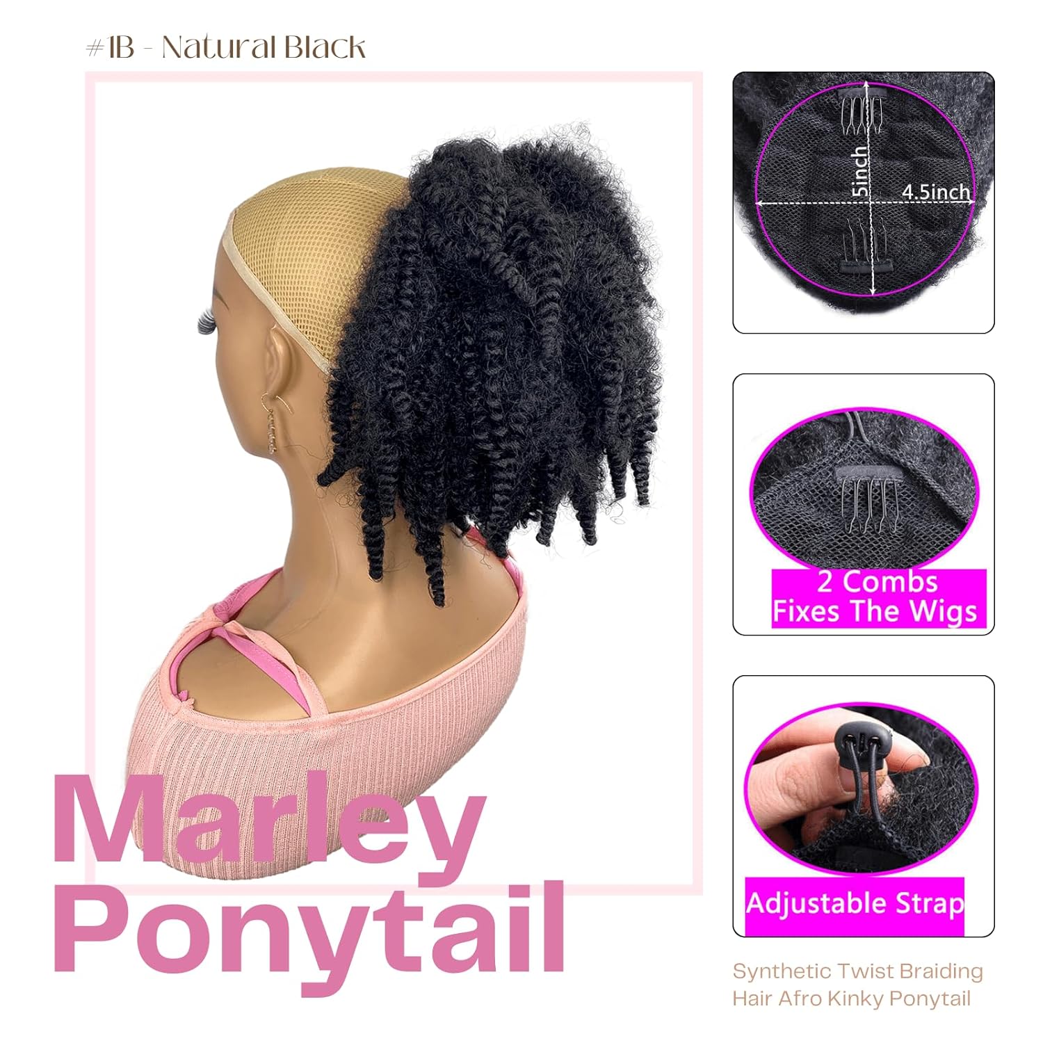 12インチ ショート マーリーヘア ドローストリング ポニー - Drawstring Afro Curly Puff Ponytail のレビューと価格
