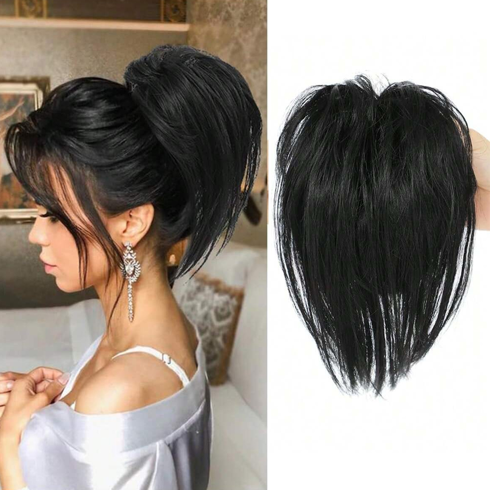 合成毛のストレートポニーテール、爪留めヘアバン、シニヨンヘア - Claw Clip Messy Bun Hair Piece のレビューと価格