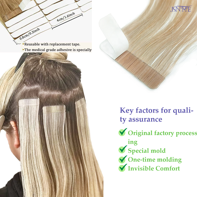 JSNME テープインヘアエクステンション 100% 本当に - Invisible Tape In Extensions Real Hair のレビューと価格