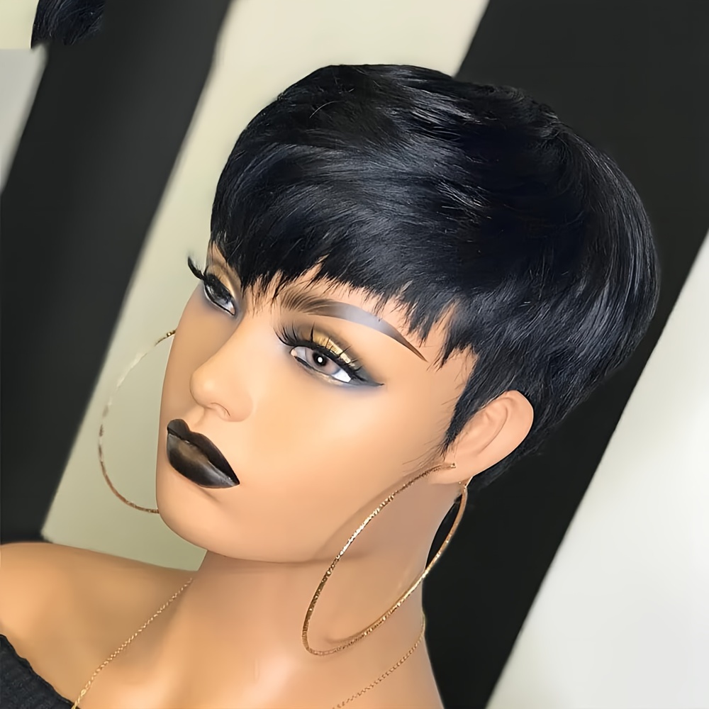 ショートピクシーウィッグ人毛レイヤーカットショート人毛ウィッ - Short Pixie Cut Wig Human Hair Cheap のレビューと価格