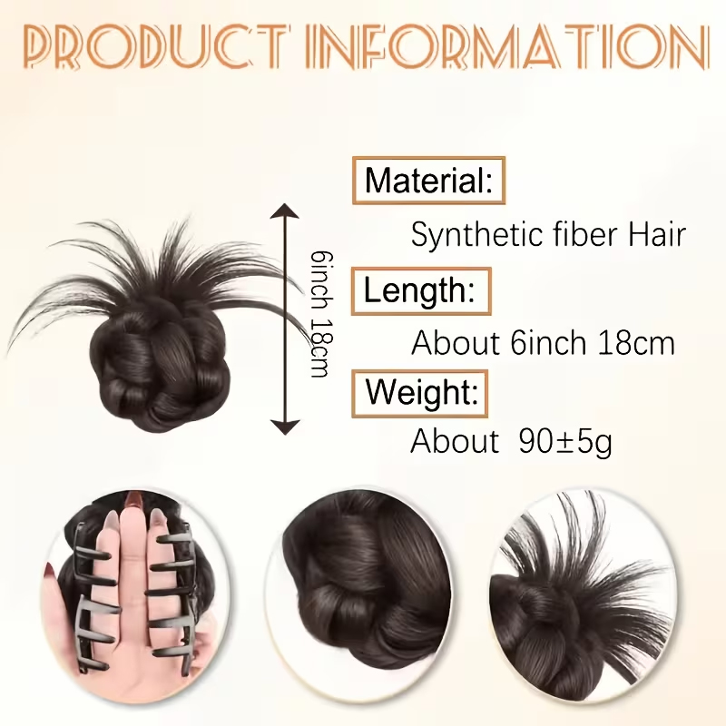 ふわふわで尖ったメッシーバンヘアピース、しっかり固定できるク - Claw Clip Messy Bun Hair Piece のレビューと価格