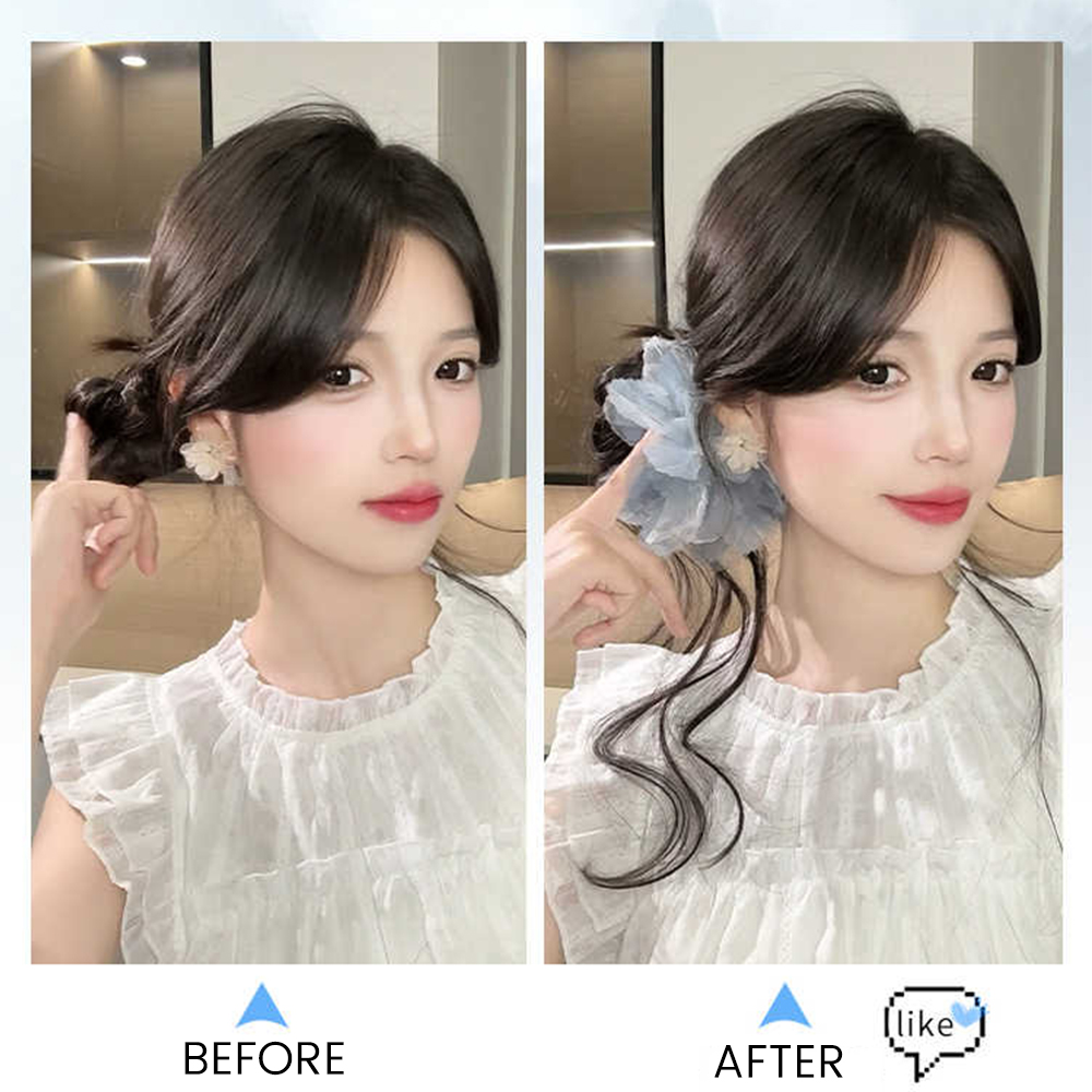 合成ショートウェーブカーリーフラワーメッシーエレガントバンヘ - Claw Clip Messy Bun Hair Piece のレビューと価格