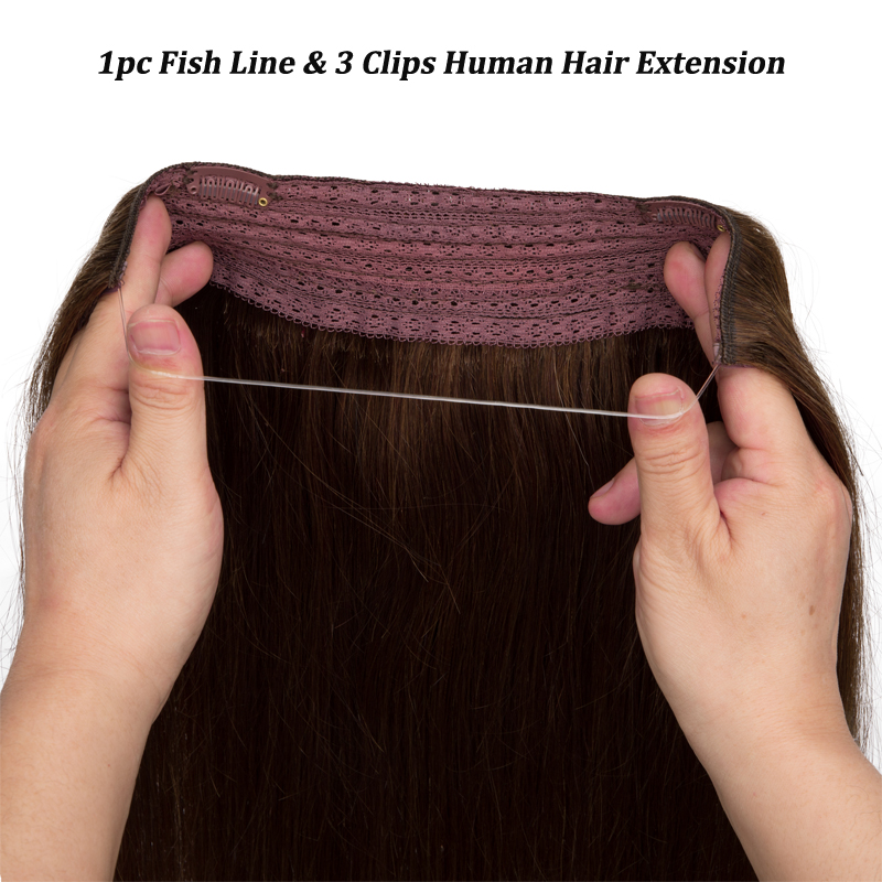 ストレート釣り糸人毛エクステンションクリップヘアエクステンシ - Seamless Clip In Hair Extensions Human Hair のレビューと価格