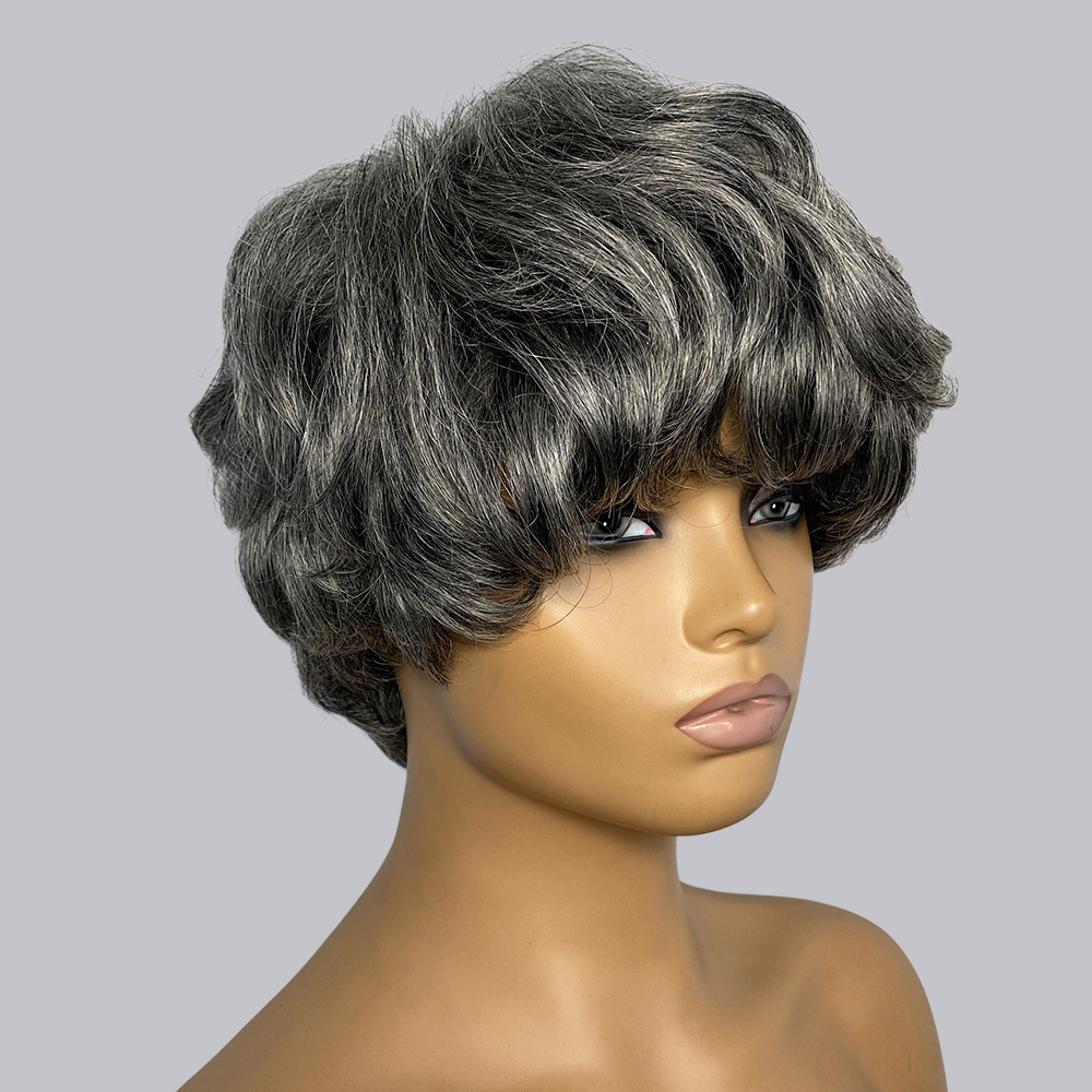ピクシーカット人毛ウィッグ グレー # 280 # SP43 - Short Pixie Cut Wig Human Hair Cheap のレビューと価格