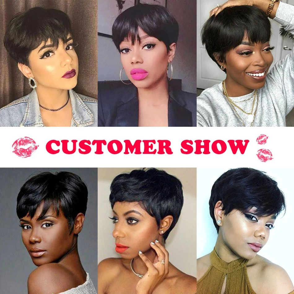 ショートピクシーカットウィッグ人毛女性用マシンメイドウィッグ - Short Pixie Cut Wig Human Hair Cheap のレビューと価格