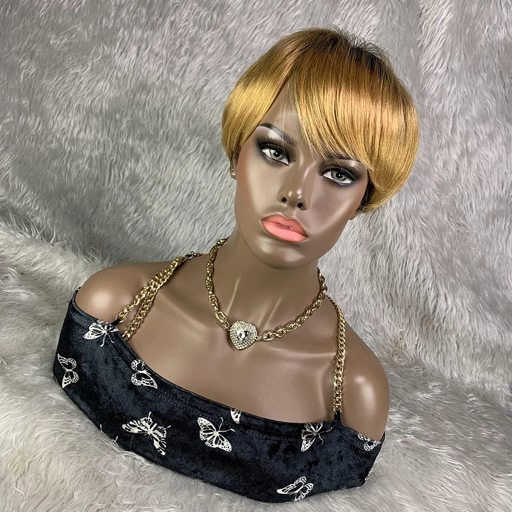 黒人女性のためのフリンジ付きストレートピクシーウィッグ,短い - Short Pixie Cut Wig Human Hair Cheap のレビューと価格