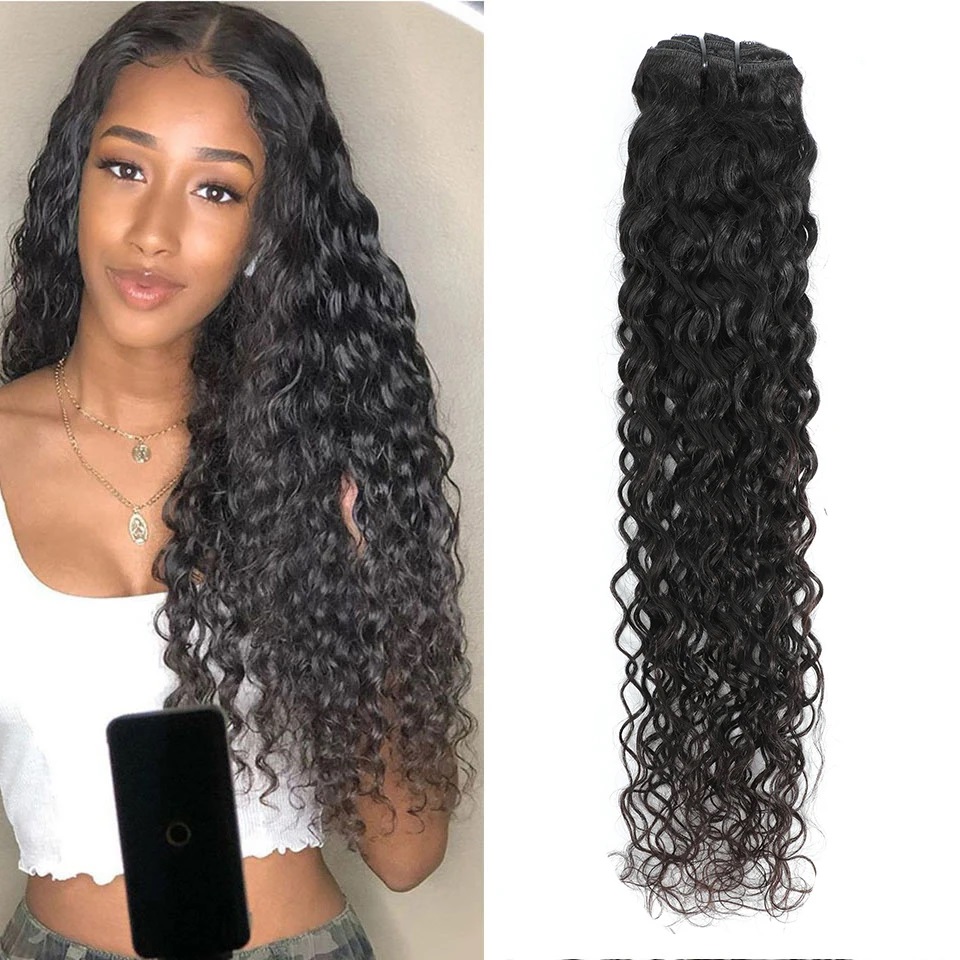 ウォーターウェーブクリップ式ヘアエクステ　人毛ダブルウェフト - Seamless Clip In Hair Extensions Human Hair のレビューと価格
