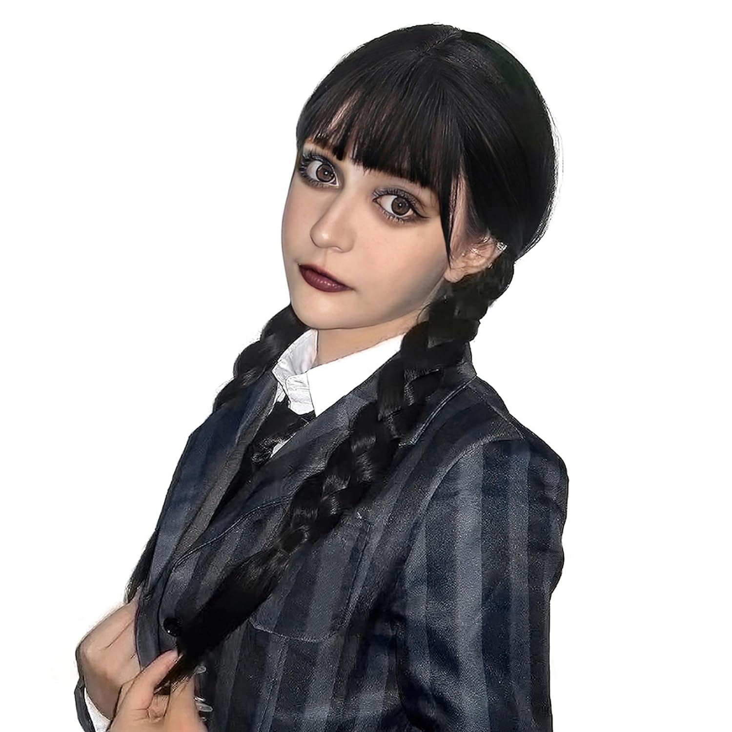 女性のための長い編組ウィッグ、高温繊維、ハロウィーンの衣装、 - Synthetic Braided Wigs For Black Women のレビューと価格