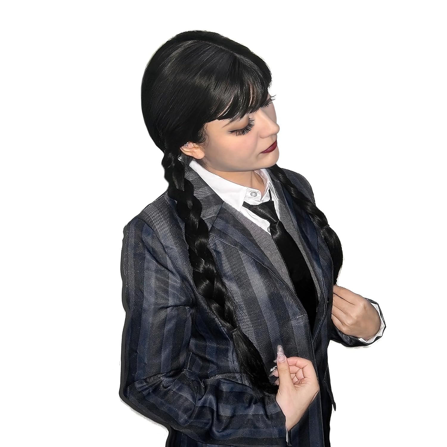 女性のための長い編組ウィッグ、高温繊維、ハロウィーンの衣装、 - Synthetic Braided Wigs For Black Women のレビューと価格